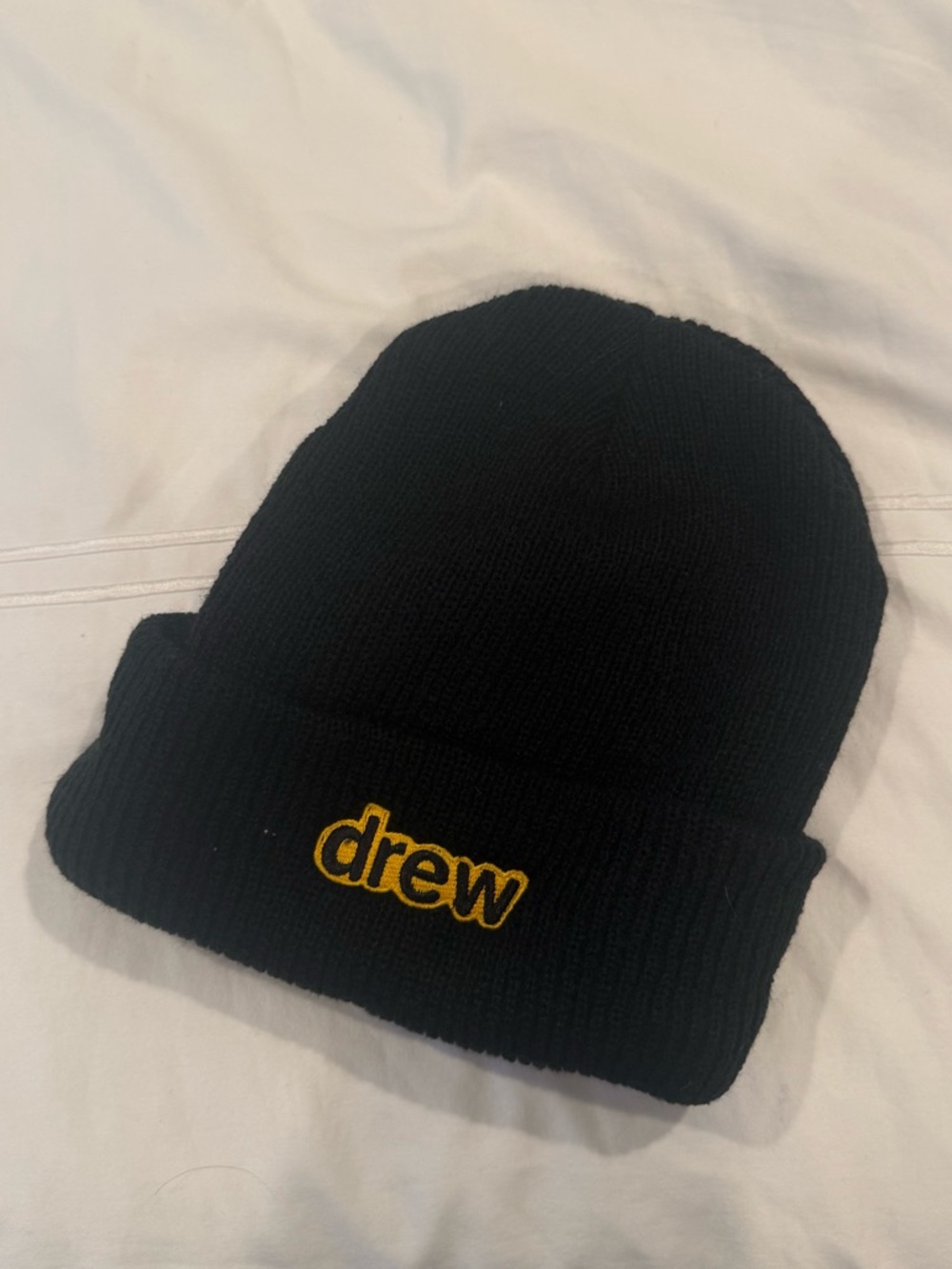drew house Black Beanie with Yellow Embroidered Logo